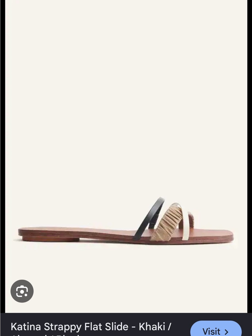 Reformation Katina Strappy Flat Slide - Khaki, Black, Brown